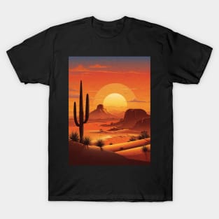 sunrise with cactus and mountains T-Shirt